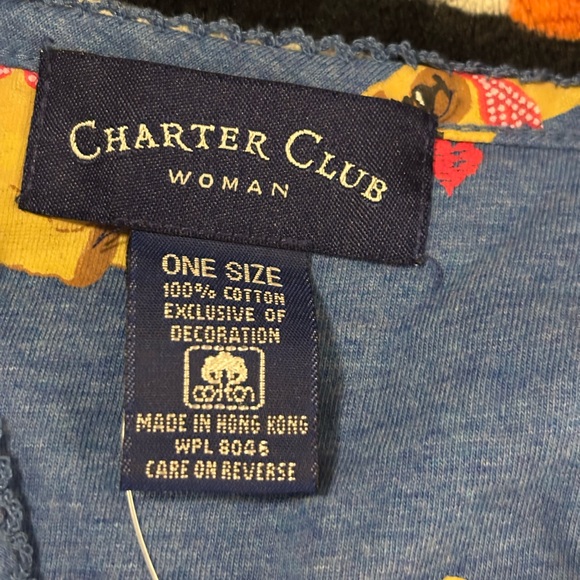 Charter Club Blue Plus Size Nightgown with Yellow Bear Print - Picture 5 of 9